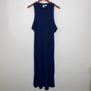Joie XL Ribbed Navy Blue Very Soft Sleeveless Maxi Dress with Side Slits